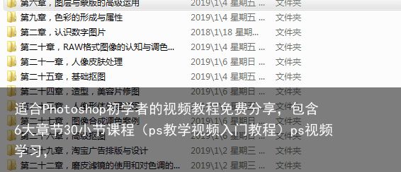 适合Photoshop初学者的视频教程免费分享，包含6大章节30小节课程（ps教学视频入门教程）ps视频学习，