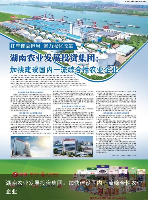 湖南农业发展投资集团：加快建设国内一流综合性农业企业