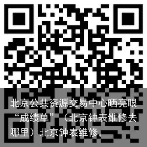 北京公共资源交易中心晒亮眼“成绩单”（北京钟表维修去哪里）北京钟表维修，