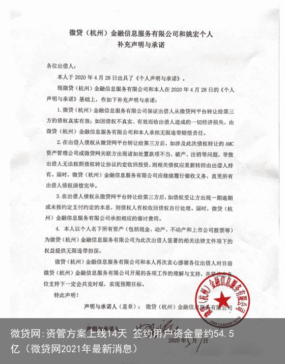 微贷网:资管方案上线14天 签约用户资金量约54.5亿（微贷网2021年最新消息）