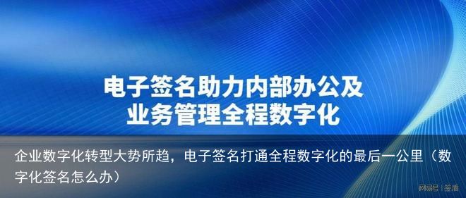 企业数字化转型大势所趋，电子签名打通全程数字化的最后一公里（数字化签名怎么办）