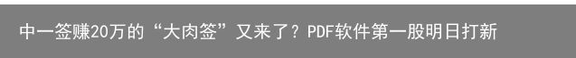 中一签赚20万的“大肉签”又来了？PDF软件第一股明日打新，定价238.53元（新股肉签是什么）