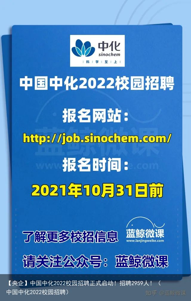 【央企】中国中化2022校园招聘正式启动！招聘2959人！（中国中化2022校园招聘）