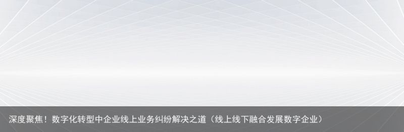 深度聚焦！数字化转型中企业线上业务纠纷解决之道（线上线下融合发展数字企业）