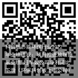 科创板节能环保行业2022年业绩透视：项目推进放缓拖累业绩 超半数公司净利同比下滑（环保科创板上市公司）