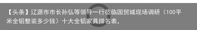 【头条】辽源市市长孙弘等领导一行莅临国贸城现场调研（100平米全铝整装多少钱）十大全铝家具排名表，