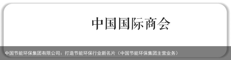 中国节能环保集团有限公司：打造节能环保行业新名片（中国节能环保集团主营业务）