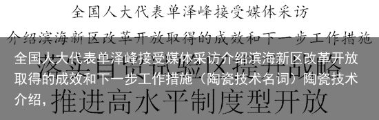 全国人大代表单泽峰接受媒体采访介绍滨海新区改革开放取得的成效和下一步工作措施（陶瓷技术名词）陶瓷技术介绍，