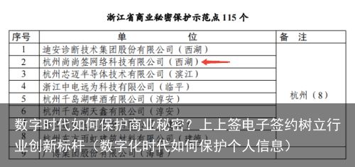 数字时代如何保护商业秘密？上上签电子签约树立行业创新标杆（数字化时代如何保护个人信息）