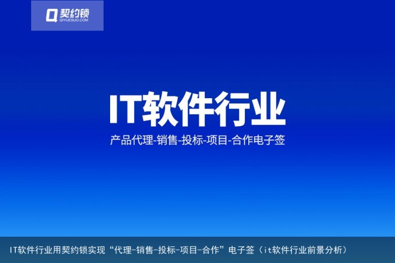 IT软件行业用契约锁实现“代理-销售-投标-项目-合作”电子签（it软件行业前景分析）