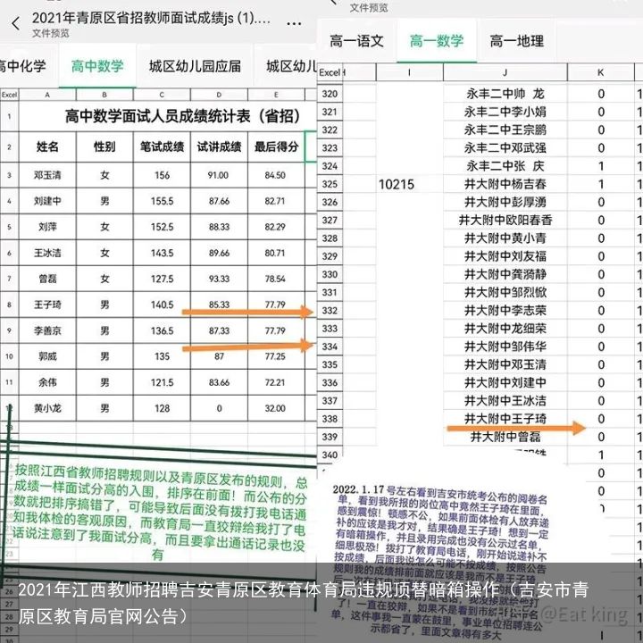 2021年江西教师招聘吉安青原区教育体育局违规顶替暗箱操作（吉安市青原区教育局官网公告）