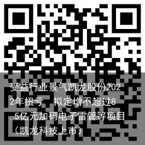 受益行业景气凯龙股份2022年扭亏  拟定增不超过8.5亿元加码电子雷管等项目（凯龙科技上市）