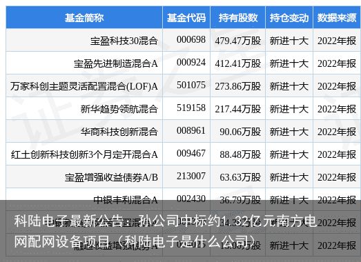 科陆电子最新公告：孙公司中标约1.32亿元南方电网配网设备项目（科陆电子是什么公司）