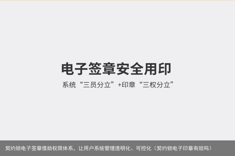 契约锁电子签章借助权限体系，让用户系统管理透明化、可控化（契约锁电子印章有效吗）