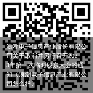 浪潮电子信息产业股份有限公司关于取消并另行召开2023年第一次临时股东大会的通知（浪潮电子信息产业有限公司怎么样）