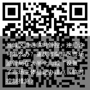 当城区遭遇临时管控，注册许可怎么办？重庆市南岸区市场监管局在大半个山城“设置”了市场主体登记办理点（临时控制措施）