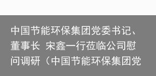 中国节能环保集团党委书记、董事长 宋鑫一行莅临公司慰问调研（中国节能环保集团党委书记,董事长是谁）