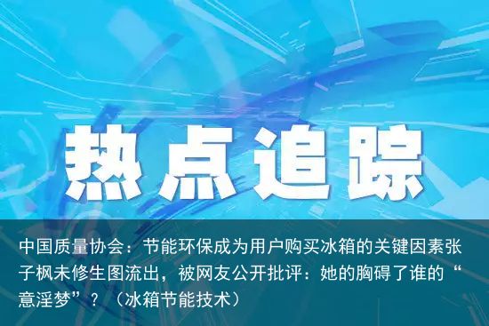 中国质量协会：节能环保成为用户购买冰箱的关键因素张子枫未修生图流出，被网友公开批评：她的胸碍了谁的“意淫梦”？（冰箱节能技术）