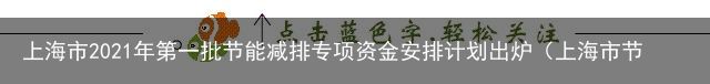 上海市2021年第一批节能减排专项资金安排计划出炉（上海市节能减排先进个人）