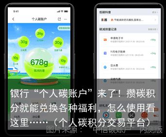 银行“个人碳账户”来了！攒碳积分就能兑换各种福利，怎么使用看这里……（个人碳积分交易平台）
