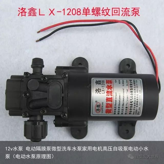 12v水泵 电动隔膜泵微型洗车水泵家用电机高压自吸泵电动小水泵（电动水泵原理图）