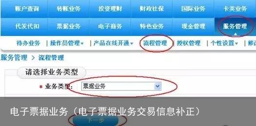 电子票据业务（电子票据业务交易信息补正）