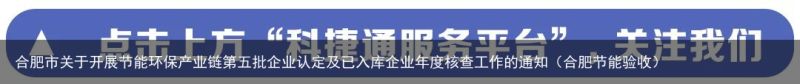 合肥市关于开展节能环保产业链第五批企业认定及已入库企业年度核查工作的通知（合肥节能验收）