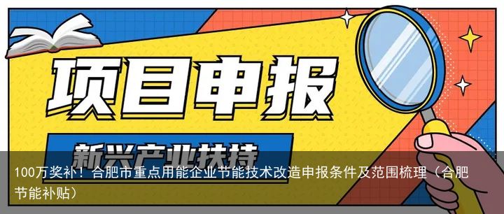 100万奖补！合肥市重点用能企业节能技术改造申报条件及范围梳理（合肥节能补贴）