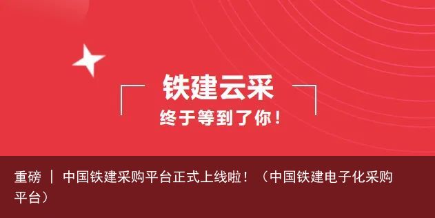 重磅 | 中国铁建采购平台正式上线啦！（中国铁建电子化采购平台）