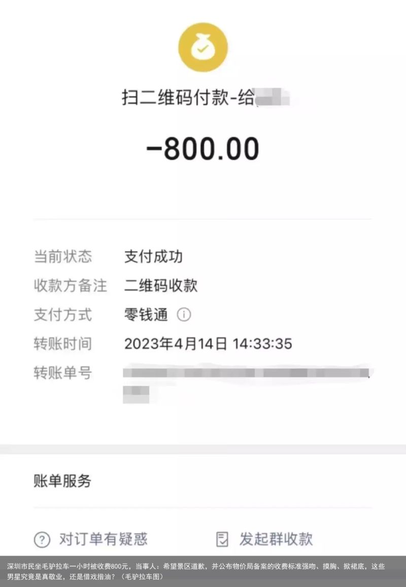 深圳市民坐毛驴拉车一小时被收费800元，当事人：希望景区道歉，并公布物价局备案的收费标准强吻、摸胸、掀裙底，这些男星究竟是真敬业，还是借戏揩油？（毛驴拉车图）