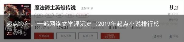 起点17年，一部网络文学浮沉史（2019年起点小说排行榜）