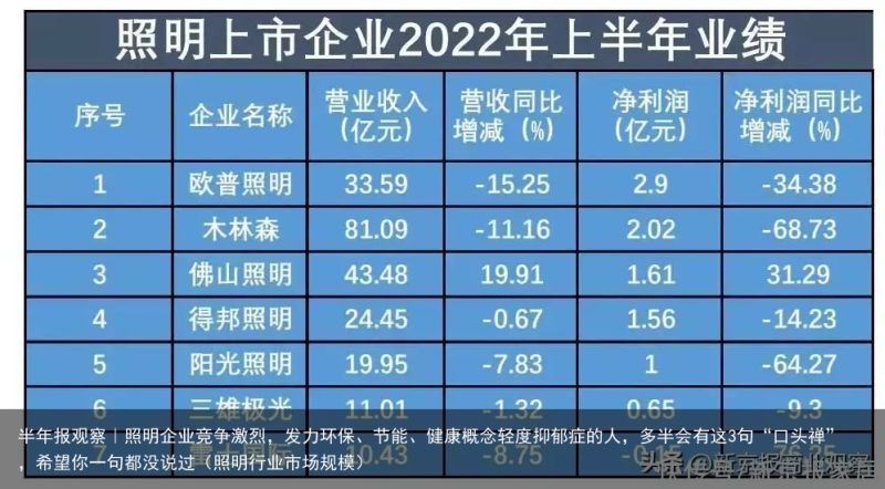 半年报观察｜照明企业竞争激烈，发力环保、节能、健康概念轻度抑郁症的人，多半会有这3句“口头禅”，希望你一句都没说过（照明行业市场规模）