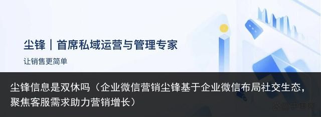 尘锋信息是双休吗（企业微信营销尘锋基于企业微信布局社交生态，聚焦客服需求助力营销增长）