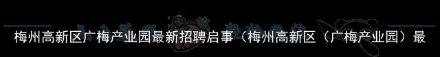 梅州高新区广梅产业园最新招聘启事（梅州高新区（广梅产业园）最新招聘启事）