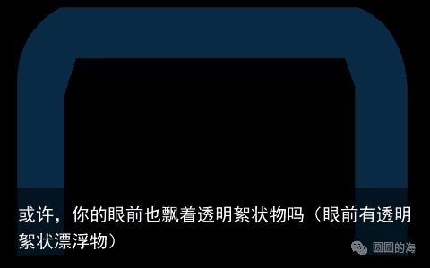 或许，你的眼前也飘着透明絮状物吗（眼前有透明絮状漂浮物）