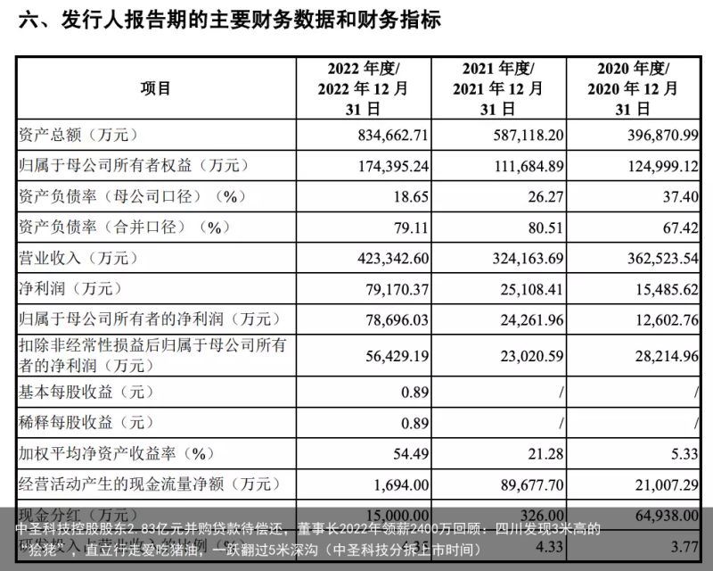 中圣科技控股股东2.83亿元并购贷款待偿还，董事长2022年领薪2400万回顾：四川发现3米高的“狯狫”，直立行走爱吃猪油，一跃翻过5米深沟（中圣科技分拆上市时间）