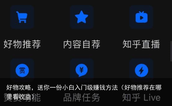 好物攻略，送你一份小白入门级赚钱方法（好物推荐在哪里看收益）