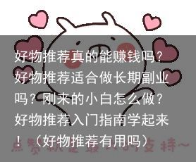 好物推荐真的能赚钱吗？好物推荐适合做长期副业吗？刚来的小白怎么做？好物推荐入门指