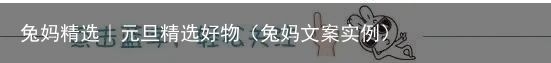 兔妈精选｜元旦精选好物（兔妈文案实例）