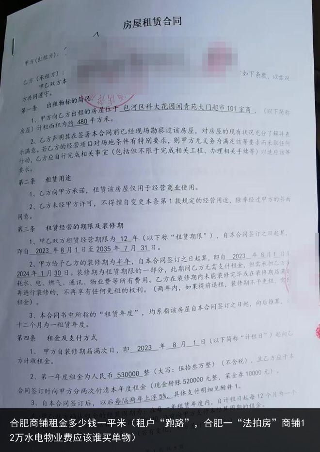 合肥商铺租金多少钱一平米（租户“跑路”，合肥一“法拍房”商铺12万水电物业费应该谁买单物）