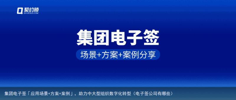 集团电子签「应用场景+方案+案例」，助力中大型组织数字化转型（电子签公司有哪些）