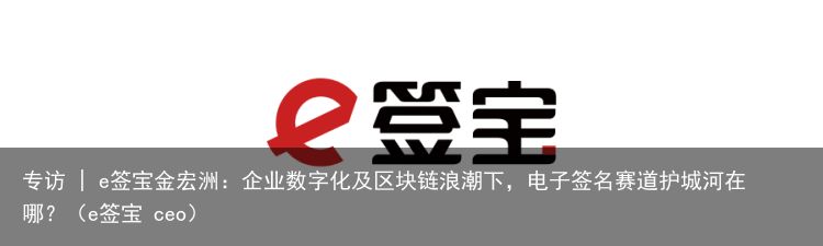 专访 | e签宝金宏洲：企业数字化及区块链浪潮下，电子签名赛道护城河在哪？（e签宝 ceo）