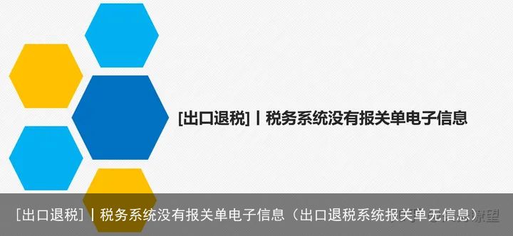 [出口退税]丨税务系统没有报关单电子信息（出口退税系统报关单无信息）