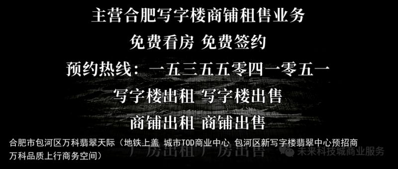 合肥市包河区万科翡翠天际（地铁上盖 城市TOD商业中心 包河区新写字楼翡翠中心预招商 万科品质上行商务空间）