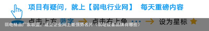 弱电精品厂家联盟，建立企业网上最强势名片（弱电设备品牌有哪些）