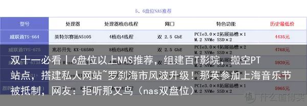 双十一必看丨6盘位以上NAS推荐，组建百T影院，搬空PT站点，搭建私人网站~罗刹海市风波升级！那英参