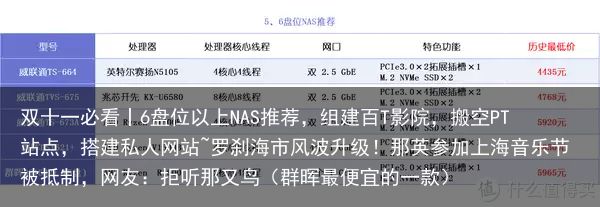 双十一必看丨6盘位以上NAS推荐，组建百T影院，搬空PT站点，搭建私人网站~罗刹海市风波升级！那英参